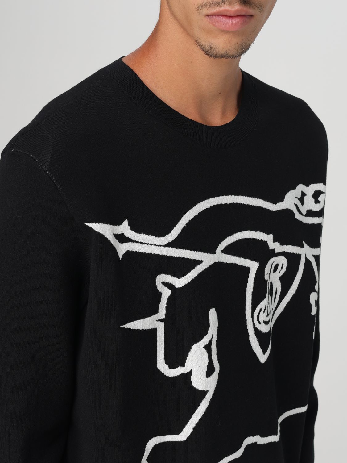 EKD-embroidered cotton sweatshirt - Black