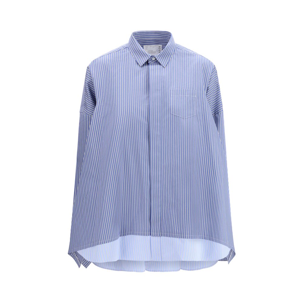 Striped Poplin Shirt — Blue