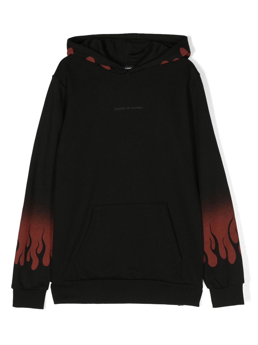 Flame-print cotton hoodie - Black