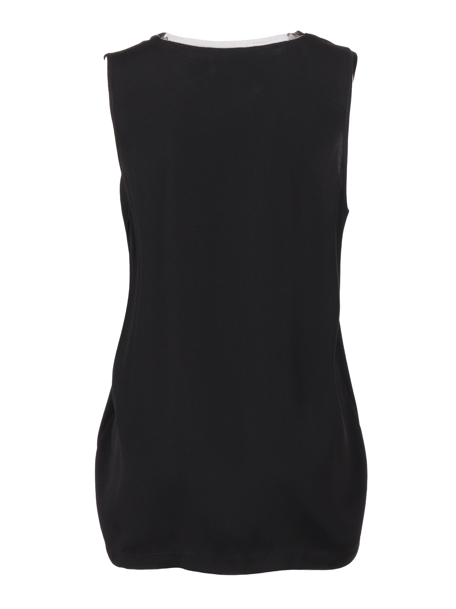 Fabiana Filippi Canotta Scollo V In Enver Satin Con Bordo Tulle,Filo Diamant Color Nero