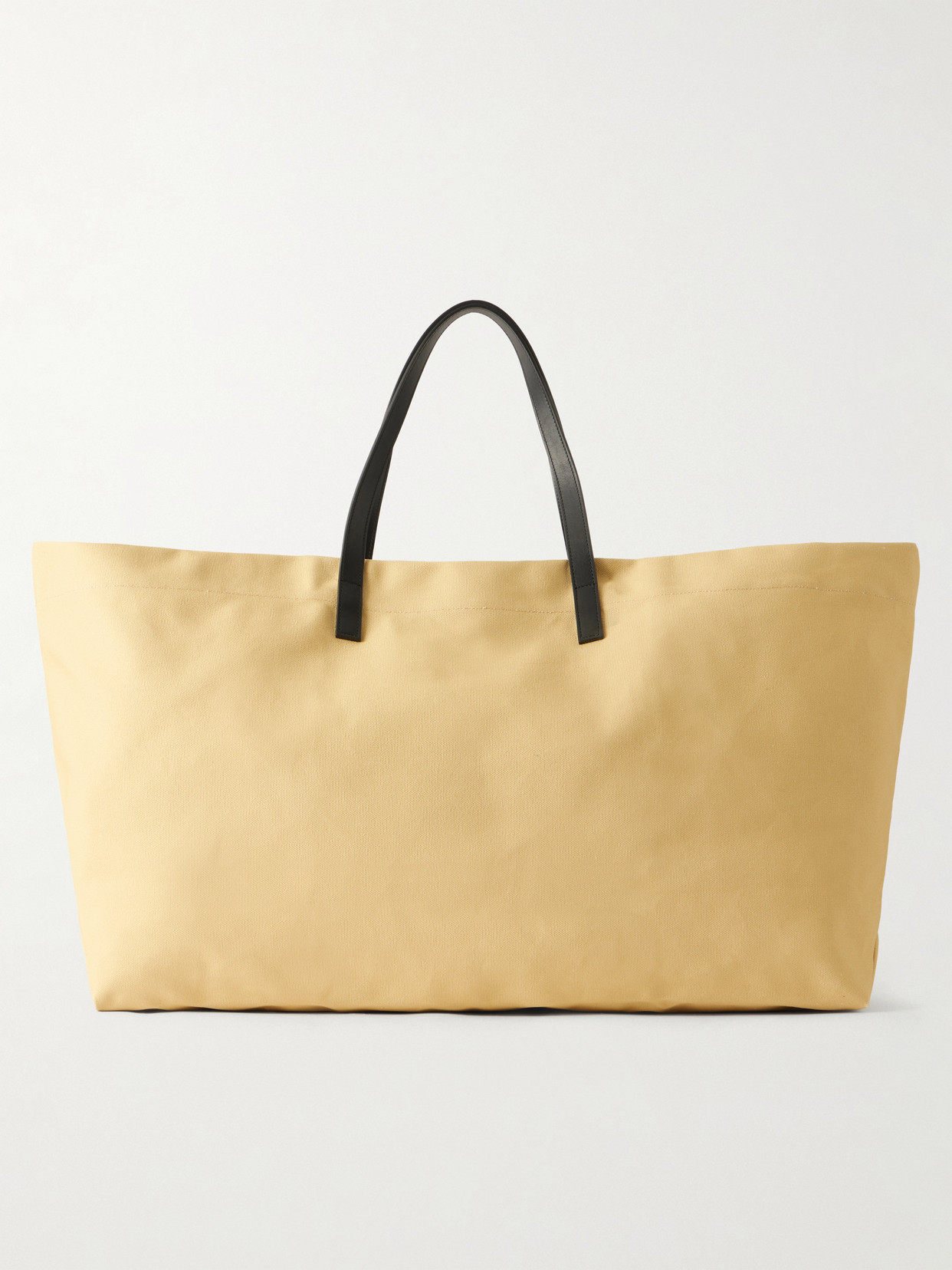Cottage Leather-trimmed Canvas Tote - Beige