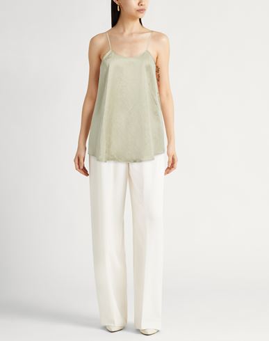 Crème Woman Top Sage green Size 4 Lyocell, Linen, Silk