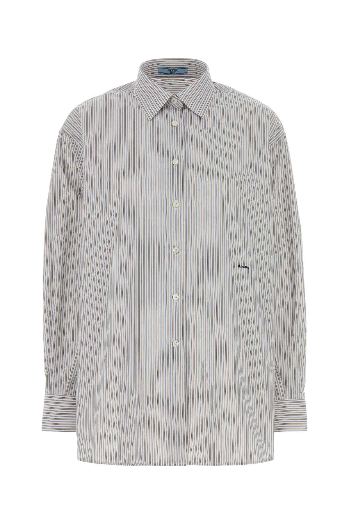 Embroidered Poplin Oversize Shirt — Multicolor