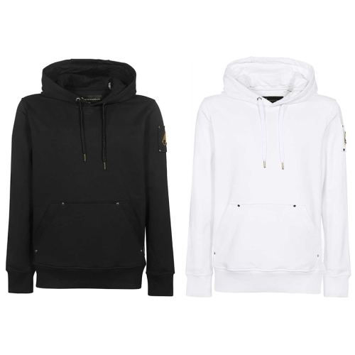 Gold-detail cotton hoodie - Black