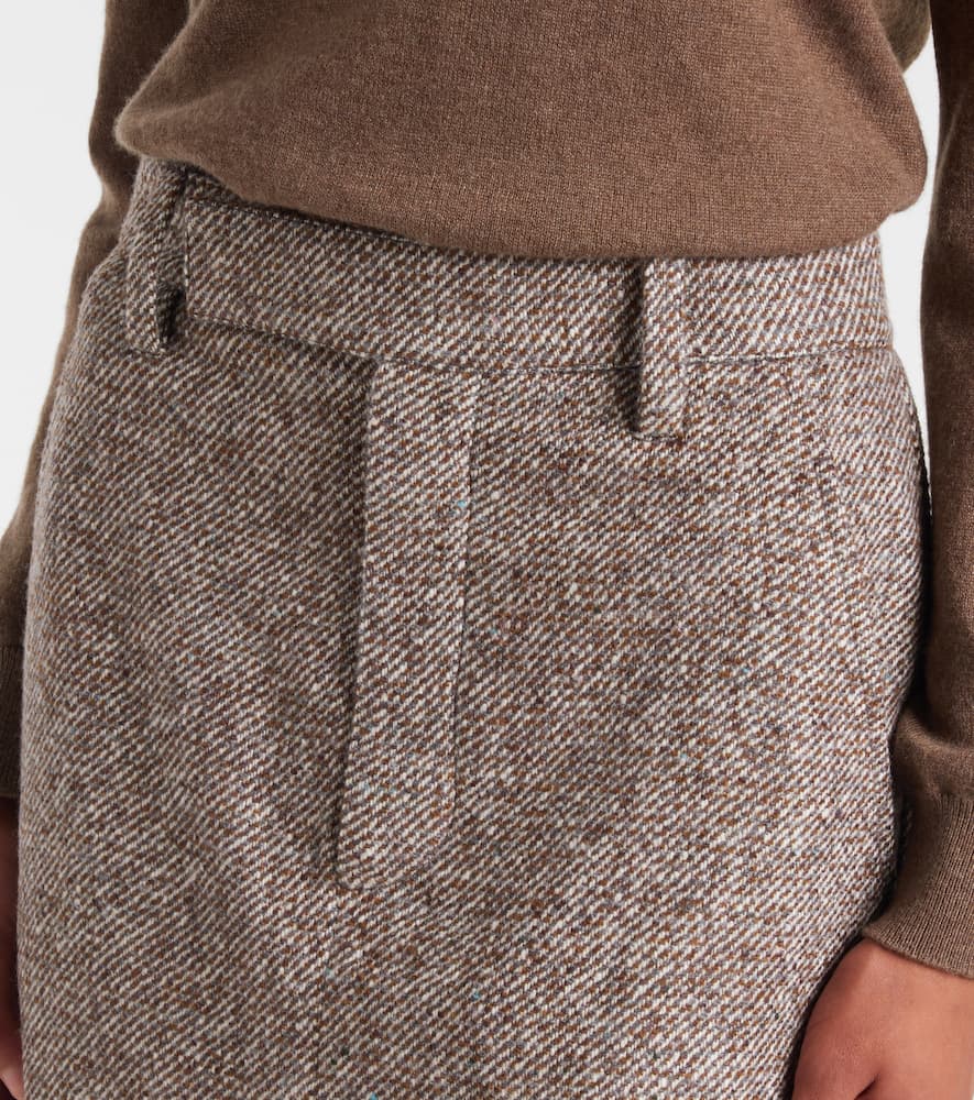 Wool and silk-blend midi skirt