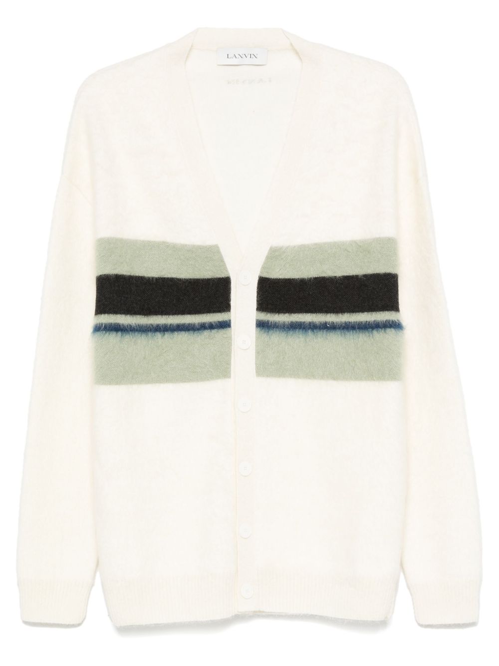 Stripe-detail cardigan - White