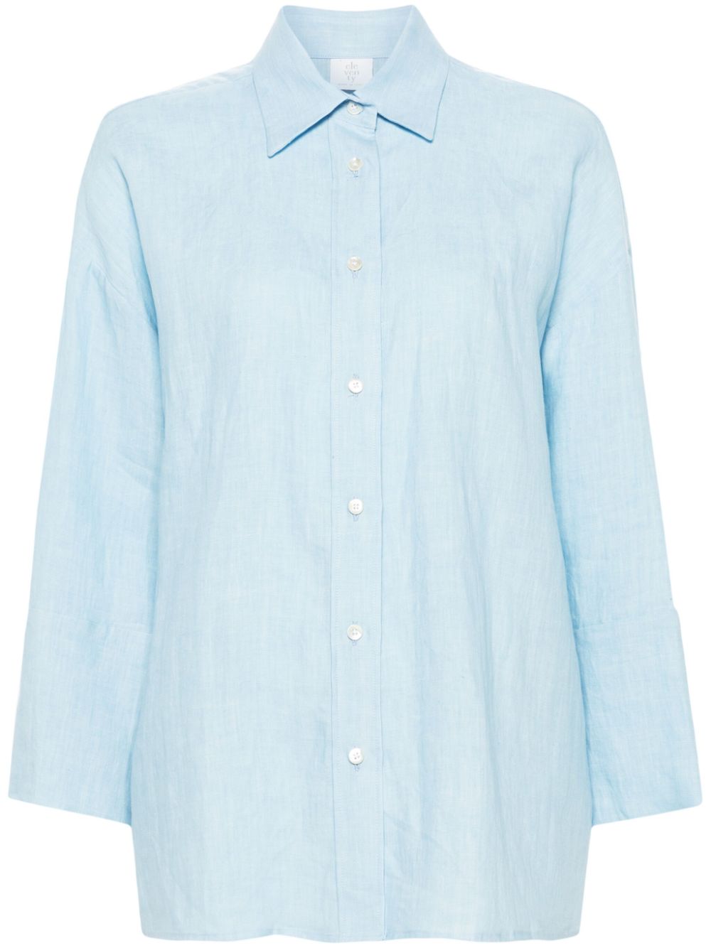 Linen drop-shoulder shirt - Blue