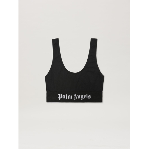 Black Bra With Contrasting Logo In Stretch Cotton Woman
