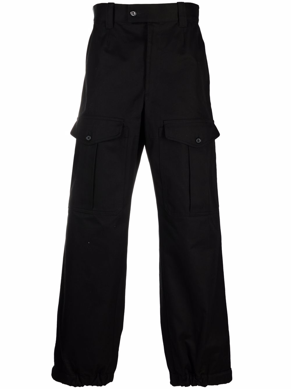 Flap-pocket cotton trousers - Black
