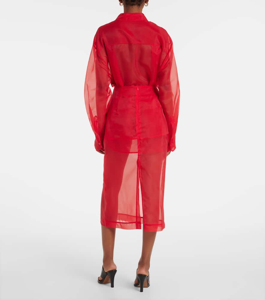 Peri sheer silk-blend midi skirt