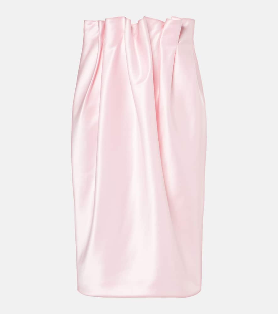 Draped satin midi skirt