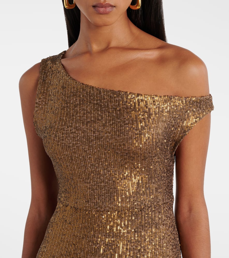 Sequined one-shoulder gown