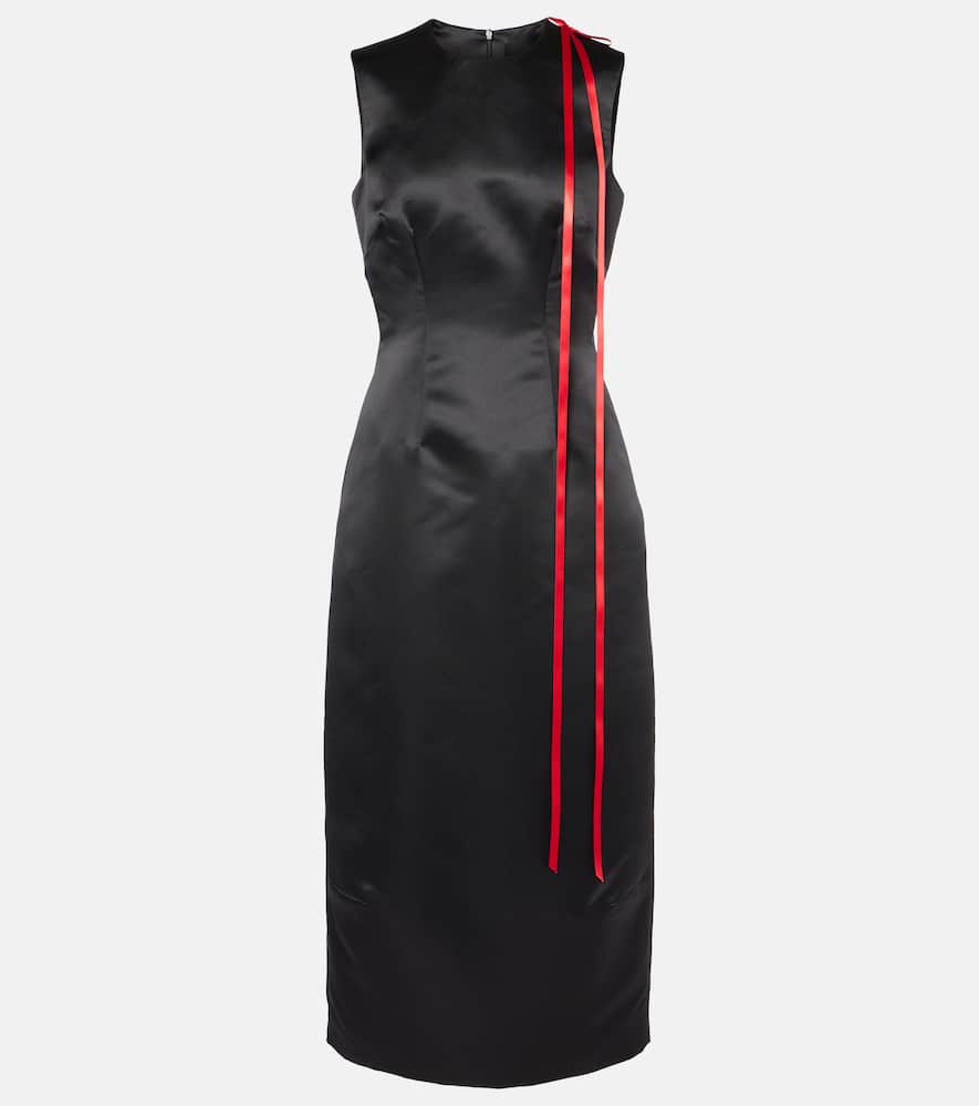 Bow-detail satin midi dress