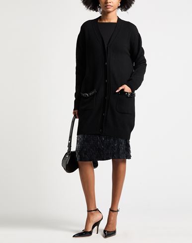 Couture Woman Cardigan Black Size 6 Cashmere, Wool, Polyester, Elastane