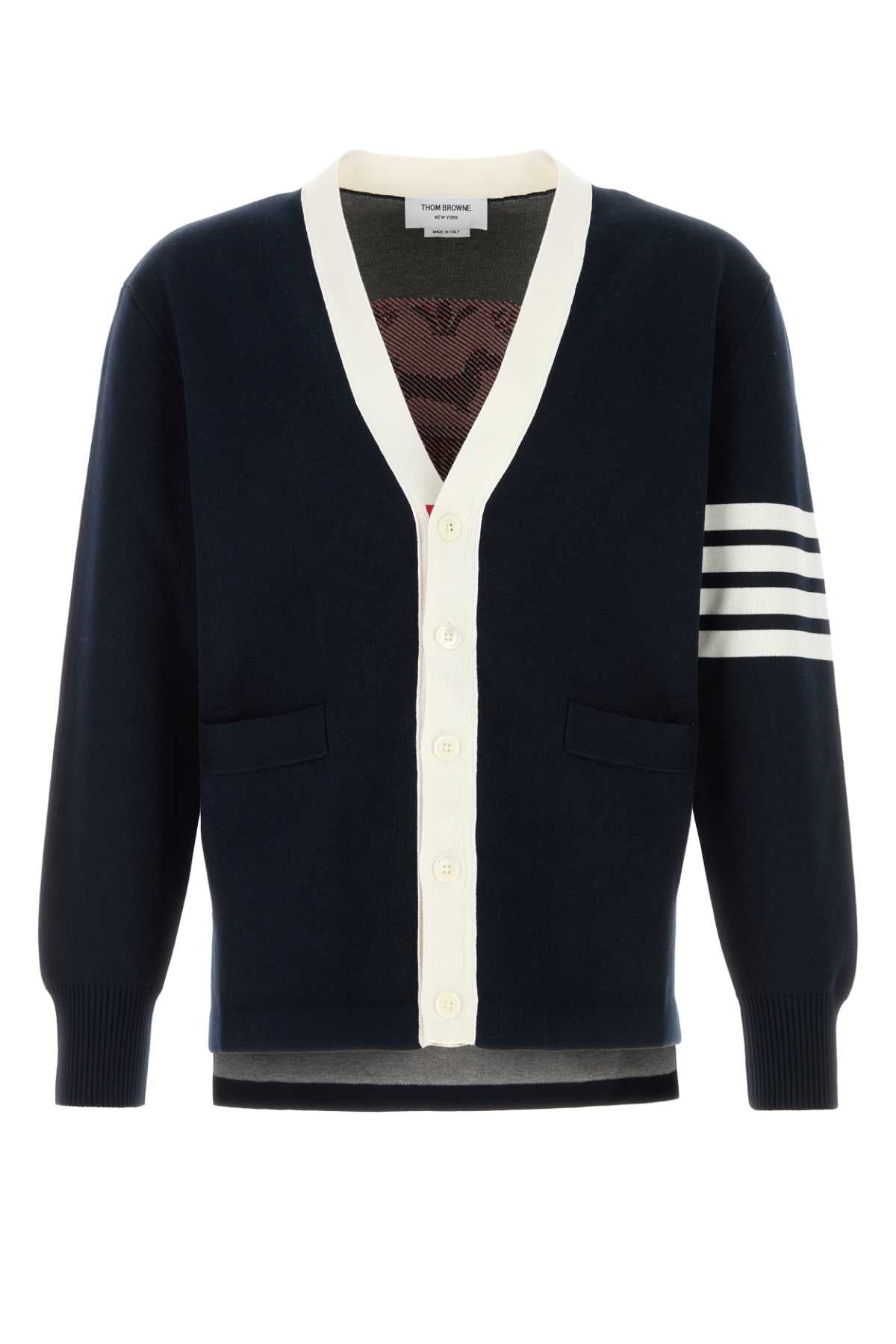 Cotton-Nylon Blend Cardigan — Navy