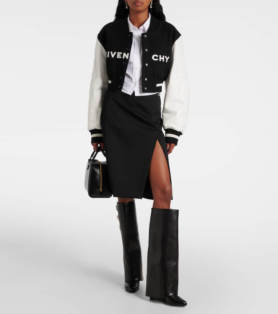 Embellished leather knee-high boots