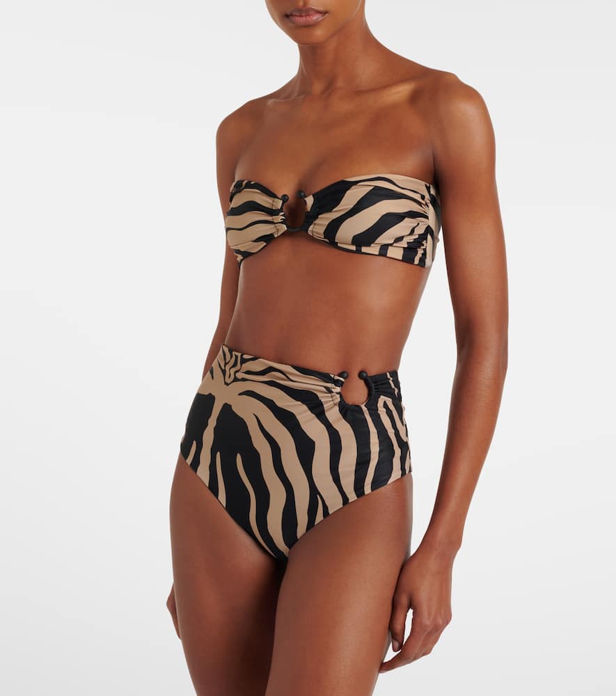 Printed ring-detail bikini top