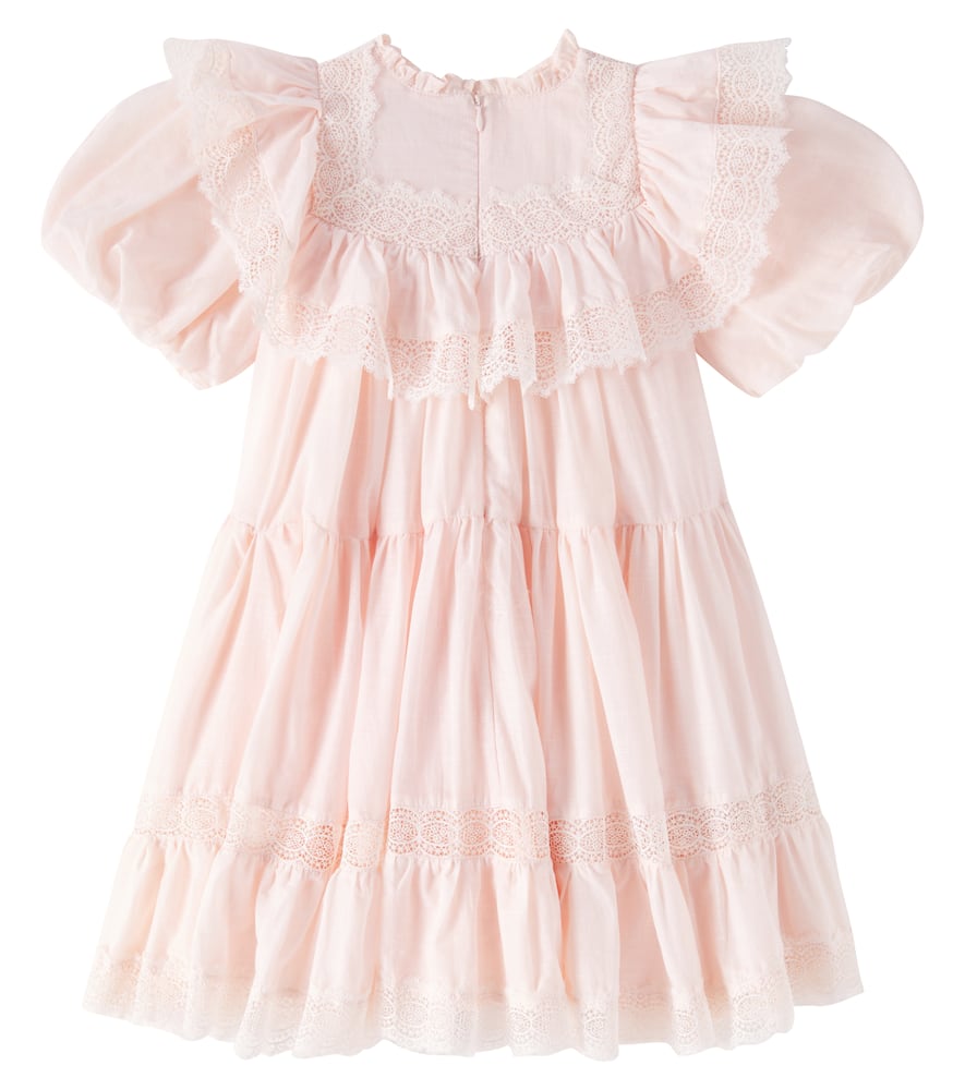 Petite Amalie Tiered lace-trimmed cotton dress
