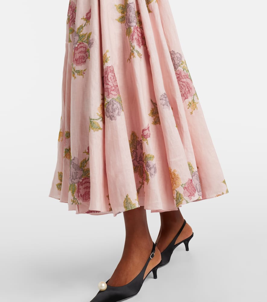 Floral linen corset dress