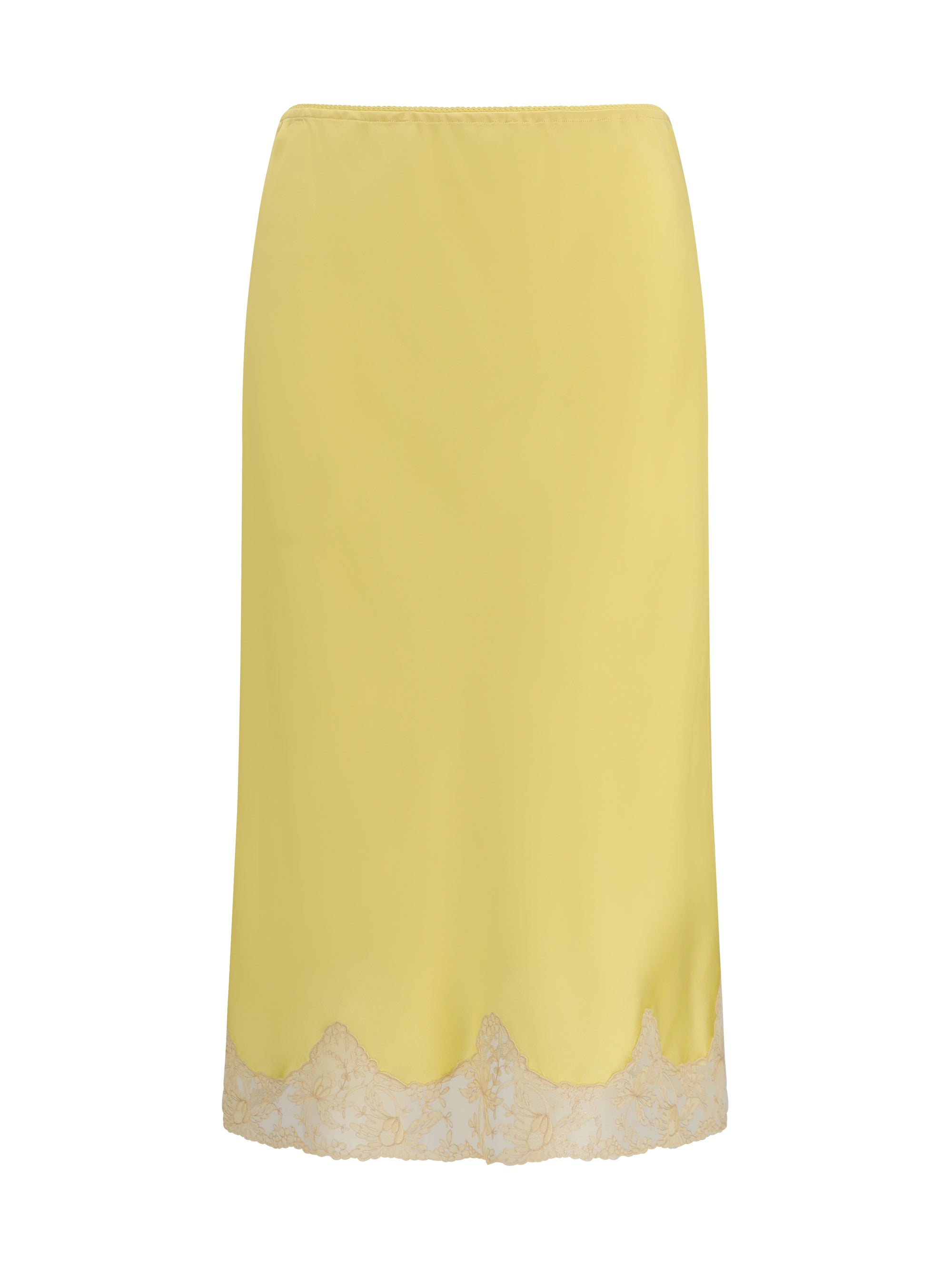 Satin with Lace Inserts Skirt — Yellow