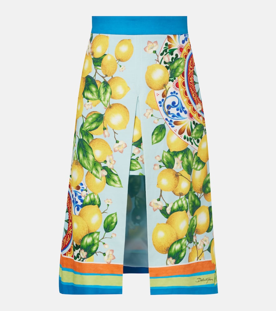 Layered printed cotton-blend midi skirt