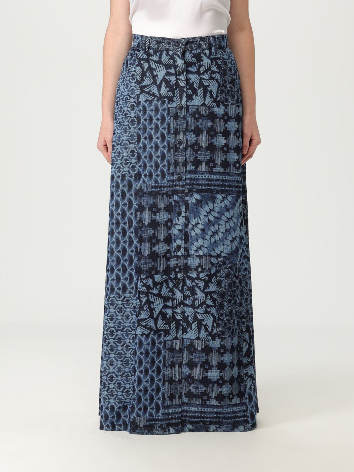 Emporio Armani printed denim skirt - Blue