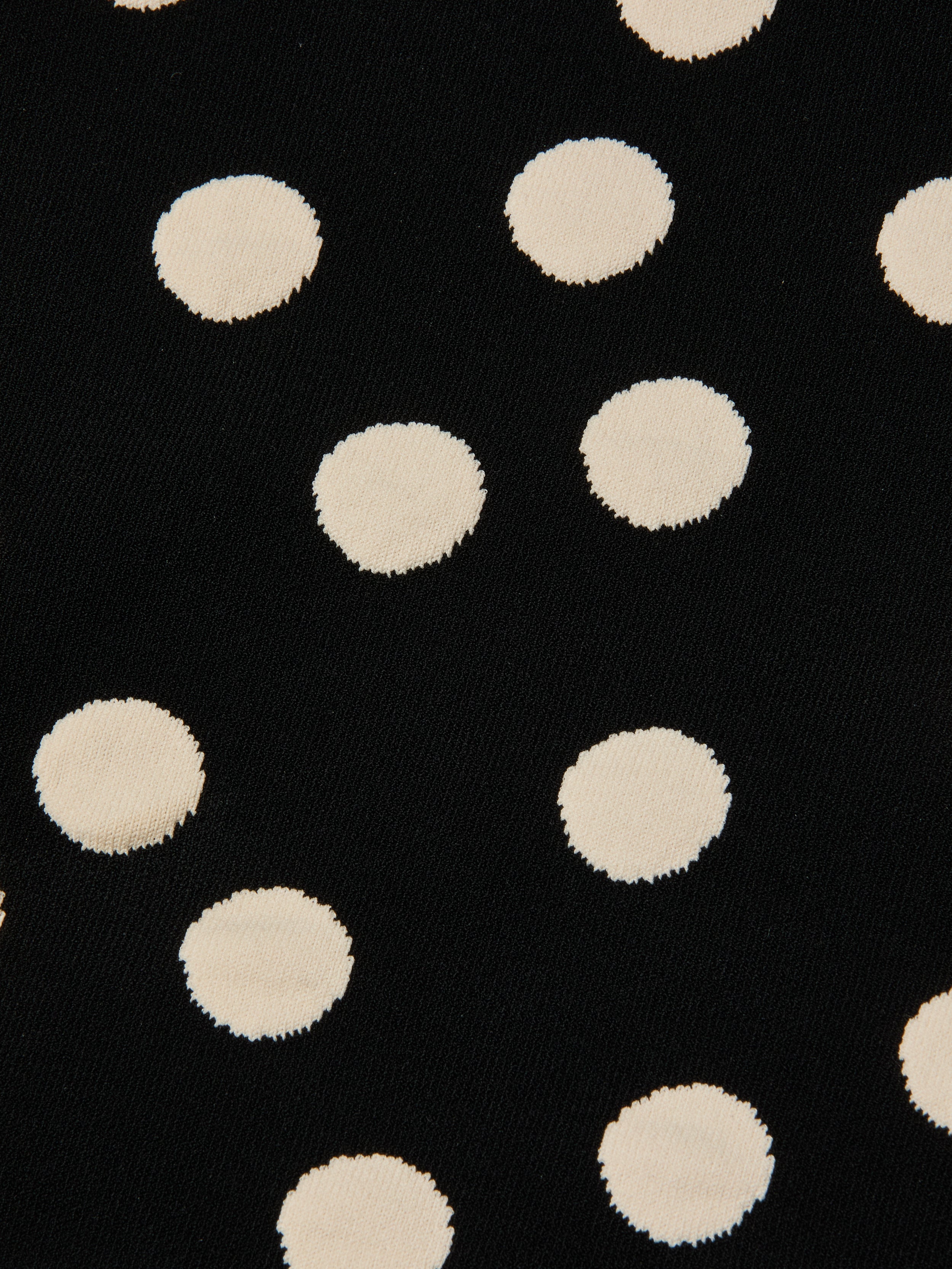 Mae Knit Flare Skirt In Black/ecru Polka Dot