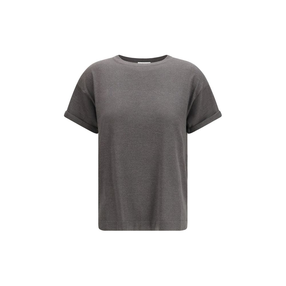 Cashmere Blend with Glitter Effect T-shirt — Gray