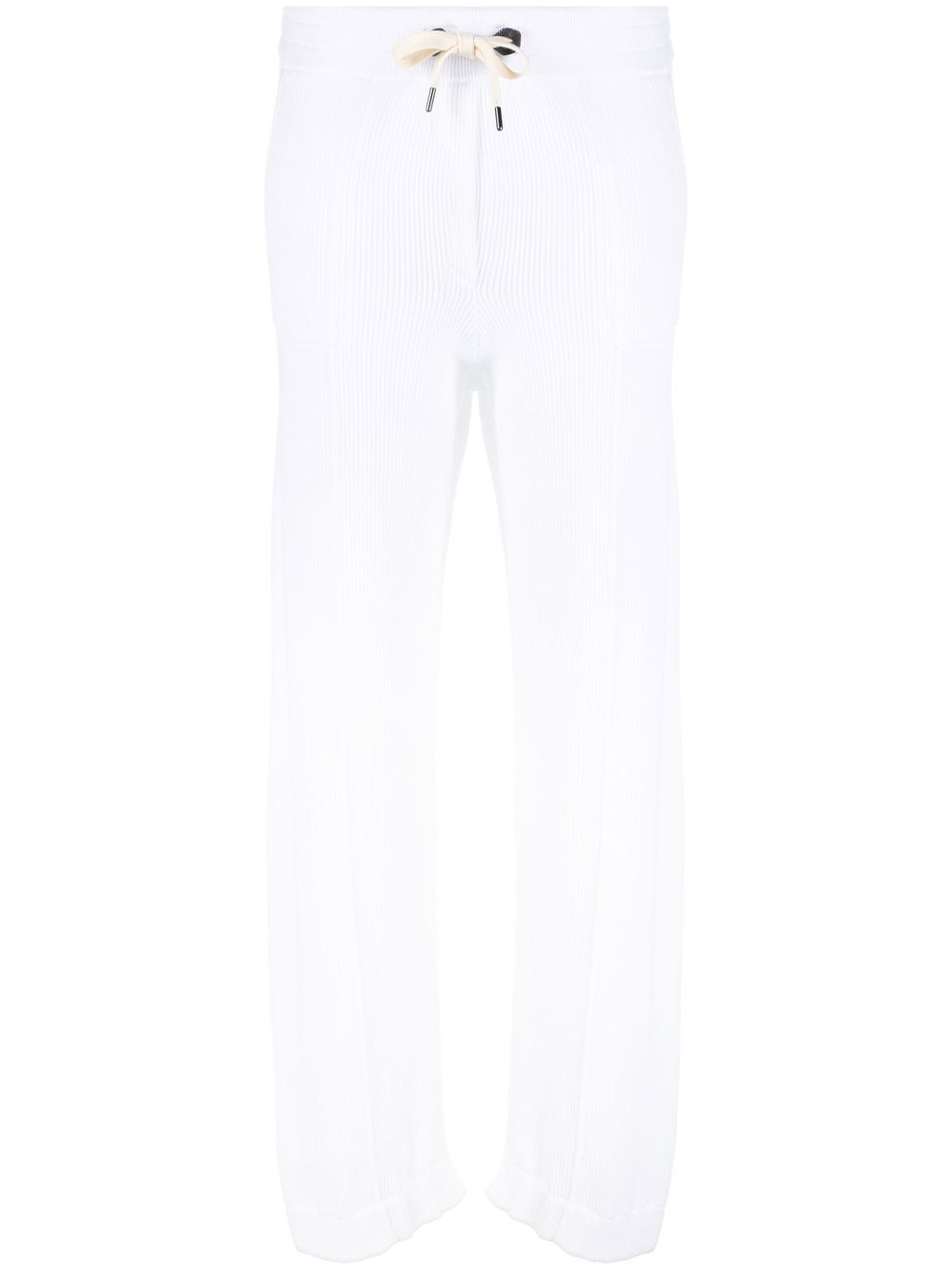 Fine-ribbed knitted trousers - White