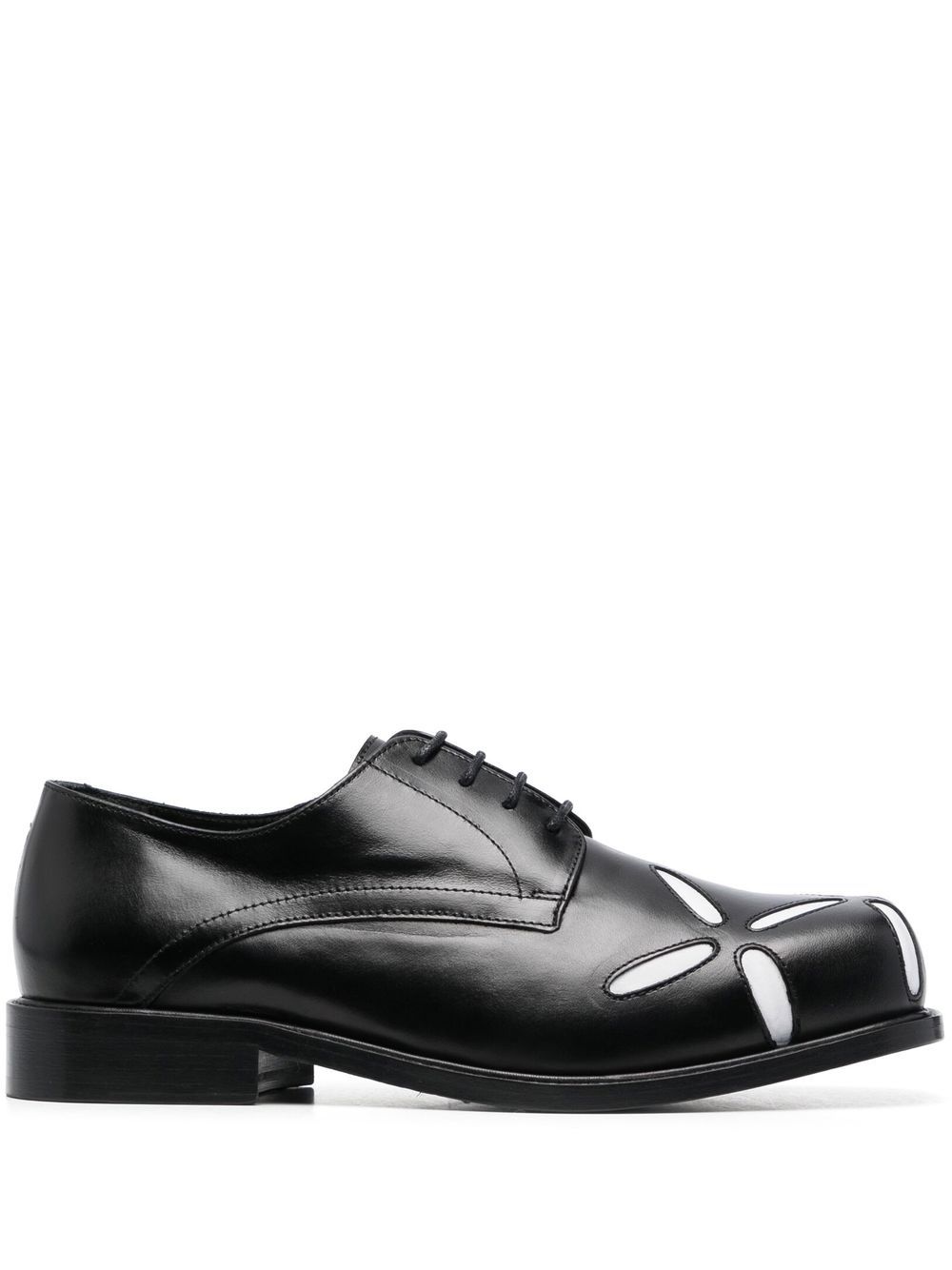 Slashed square-toe Derby shoes - Black