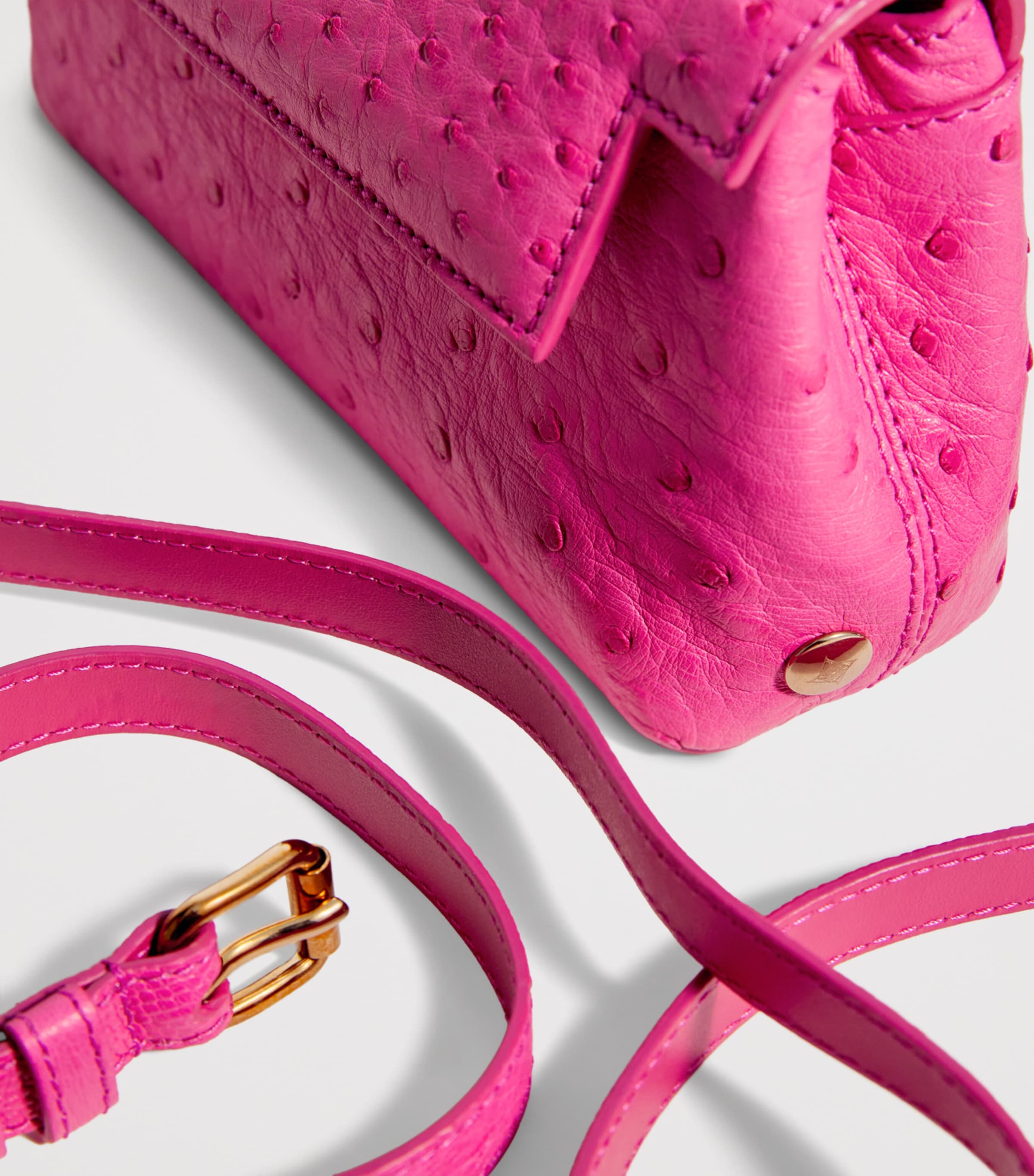 Analeena Ostrich Leather Top-Handle Bag
