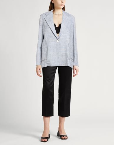 Woman Blazer Sky blue Size 6 Viscose, Virgin Wool, Linen