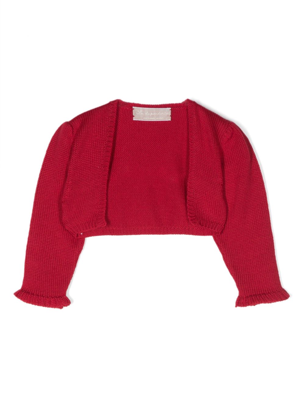 Ribbed-trim cropped cardigan - Red