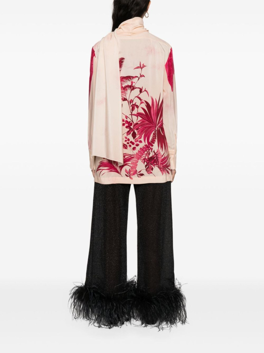 Pink Printed Crepe De Chine Shirt