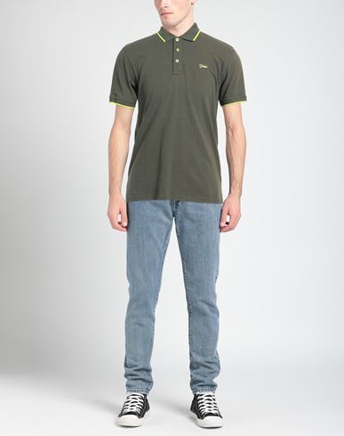Man Polo shirt Military green Size S Cotton