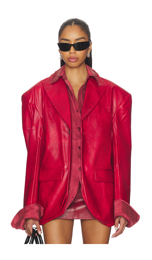 MARRKNULL Faux Two-piece Blazer in Burgundy. XS. Also in
