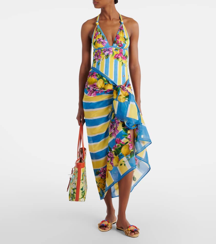 Printed halterneck swimsuit