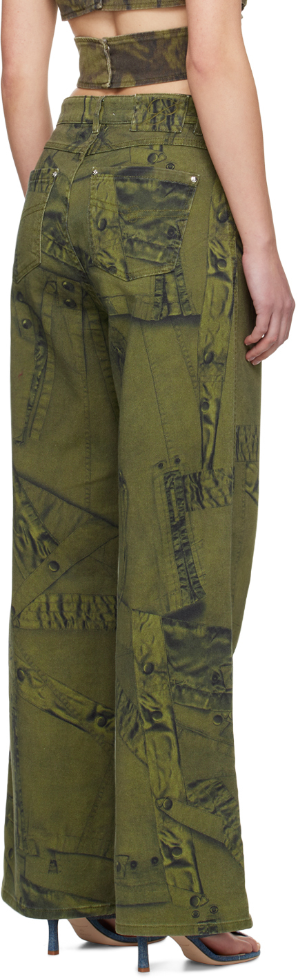 Blumarine Khaki Printed Jeans