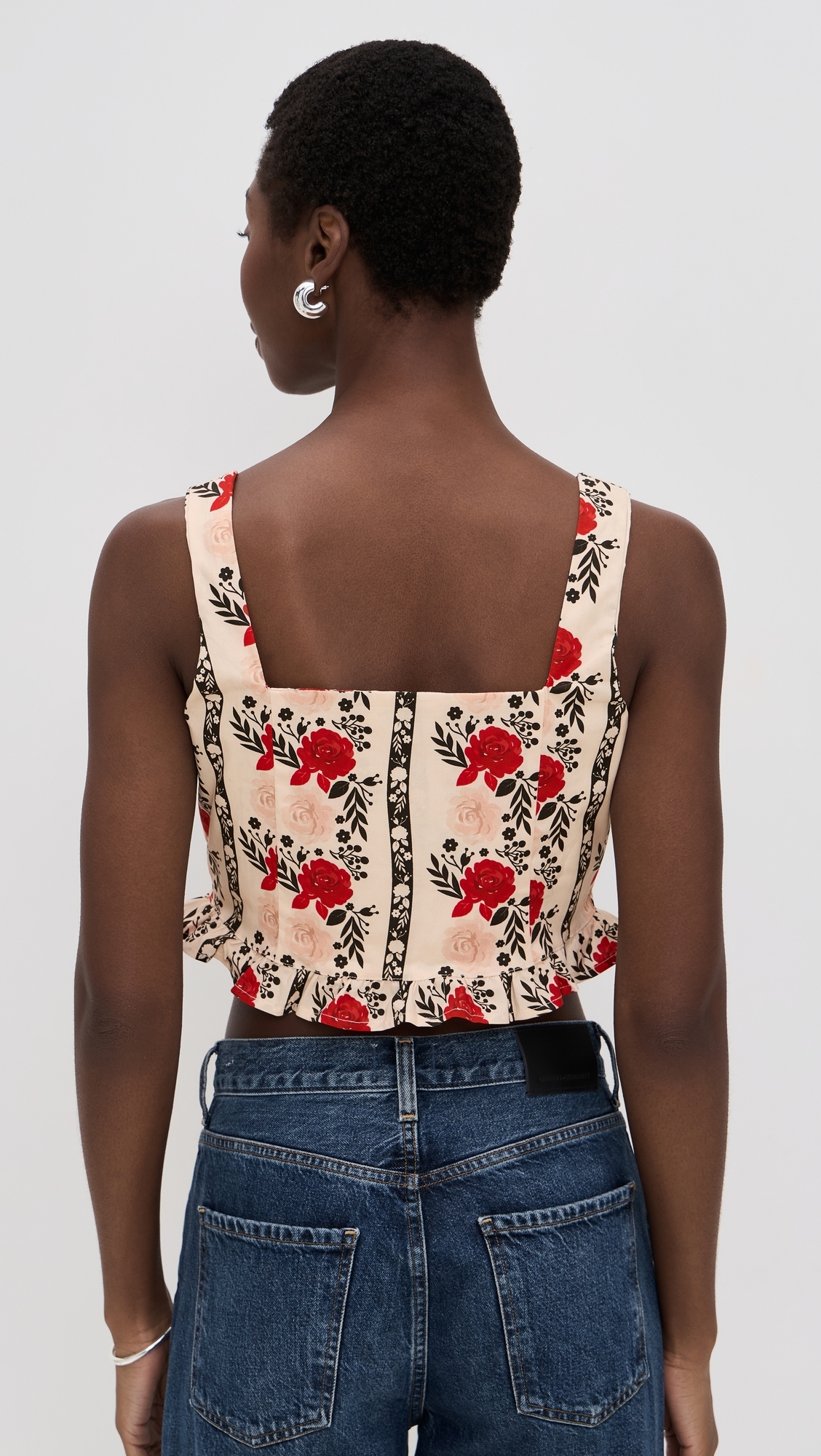 The Slilent Front Bustier Top Beige Laced In Bloom