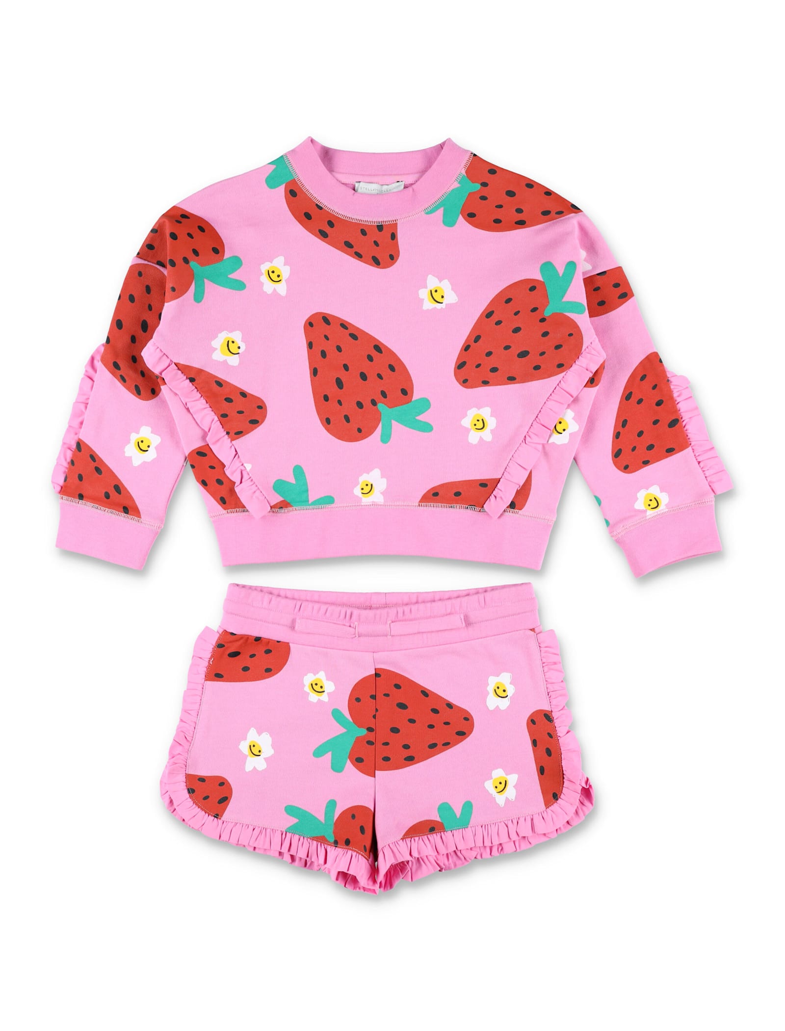Kid - Strawberry Print Sweatshirt And Short Set