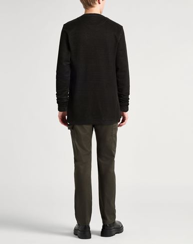 Man Sweater Black Size 3XL Linen, Cotton, Elastane