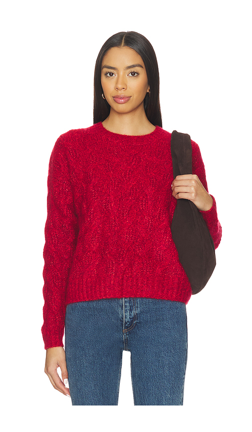 Autumn Cashmere Cable Crew Sweater in Red. - S also in L