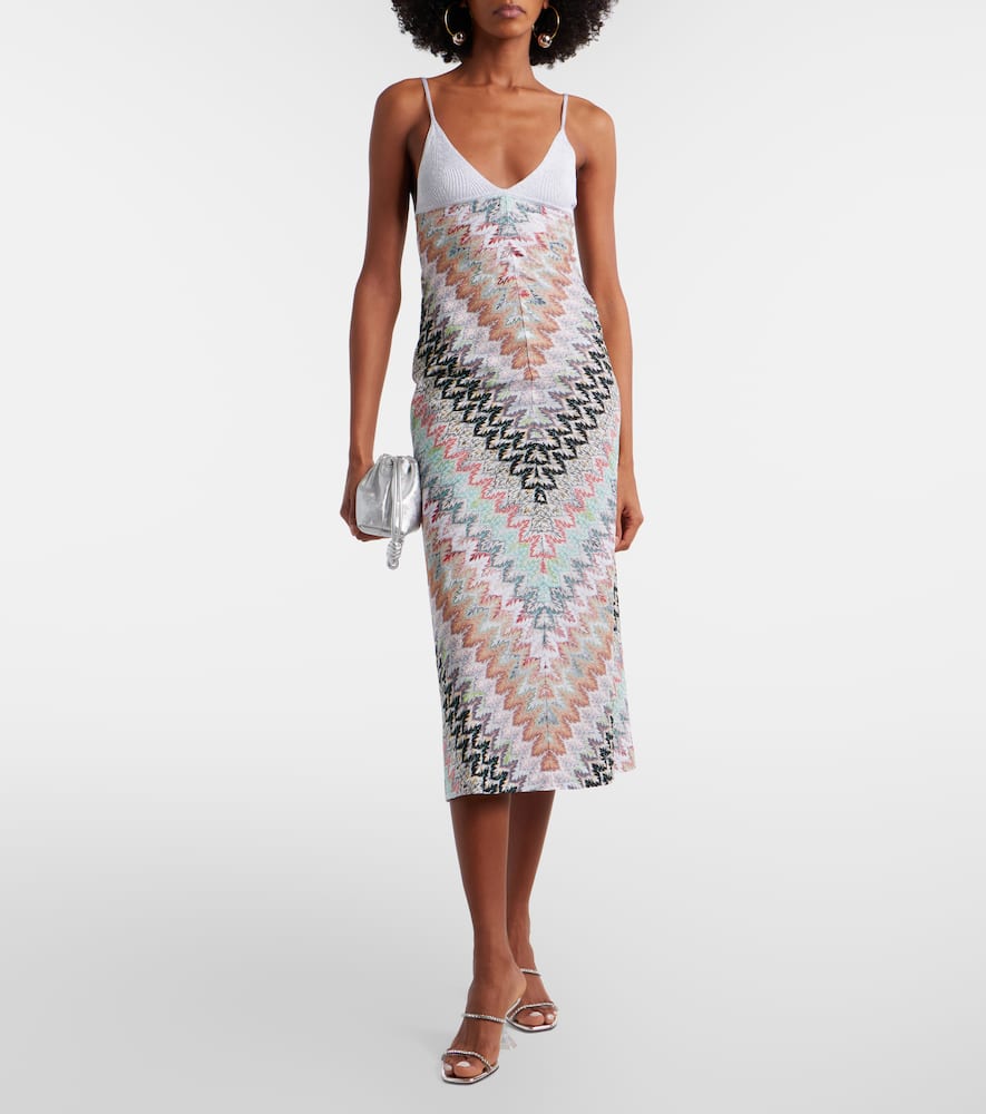 Zigzag lamé midi dress