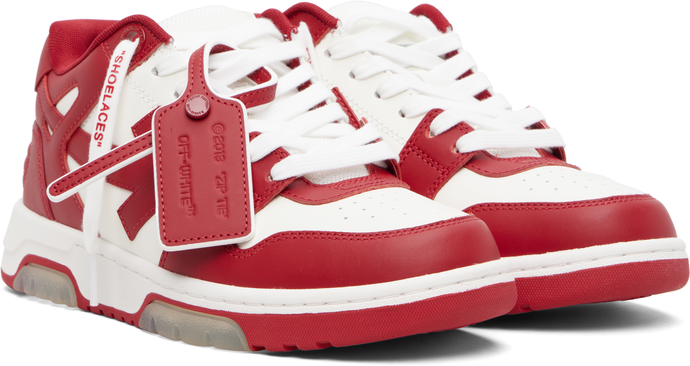 Red & White Out Of Office Calf Leather Sneakers