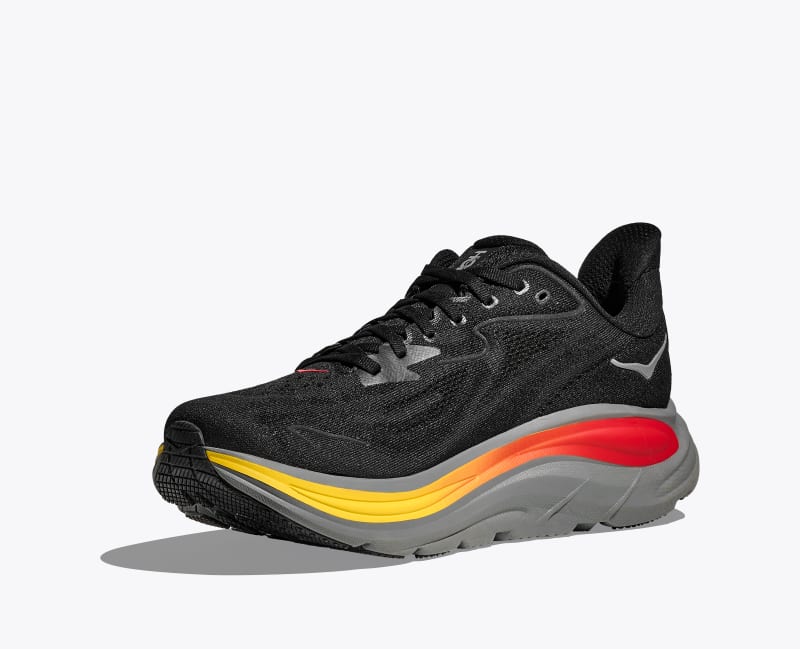 HOKA Men's Clifton 10 Shoes in Black/Galactic Grey