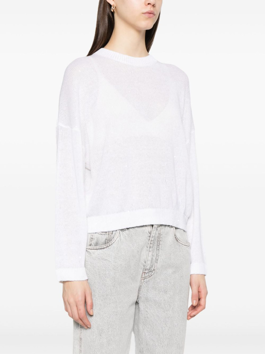Sequin-embellished sweater - White