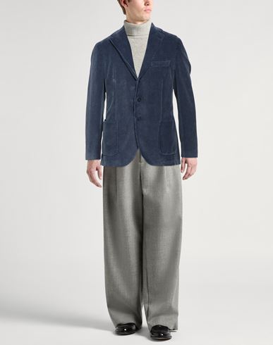 Man Blazer Slate blue Size 42 Cotton