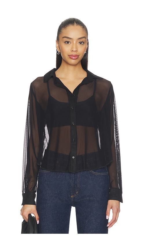 Michael Lauren Alameda Mesh Long Sleeve Button Up in Black. - L also in M, S