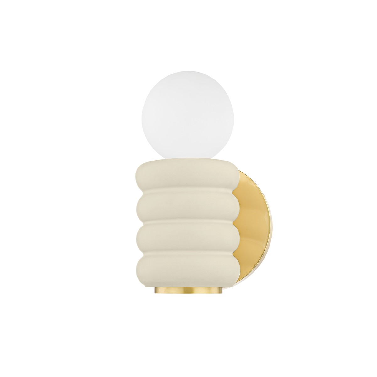 Aged Brass Ceramic Antique Ivory Wall Sconce from the Bibi Collection