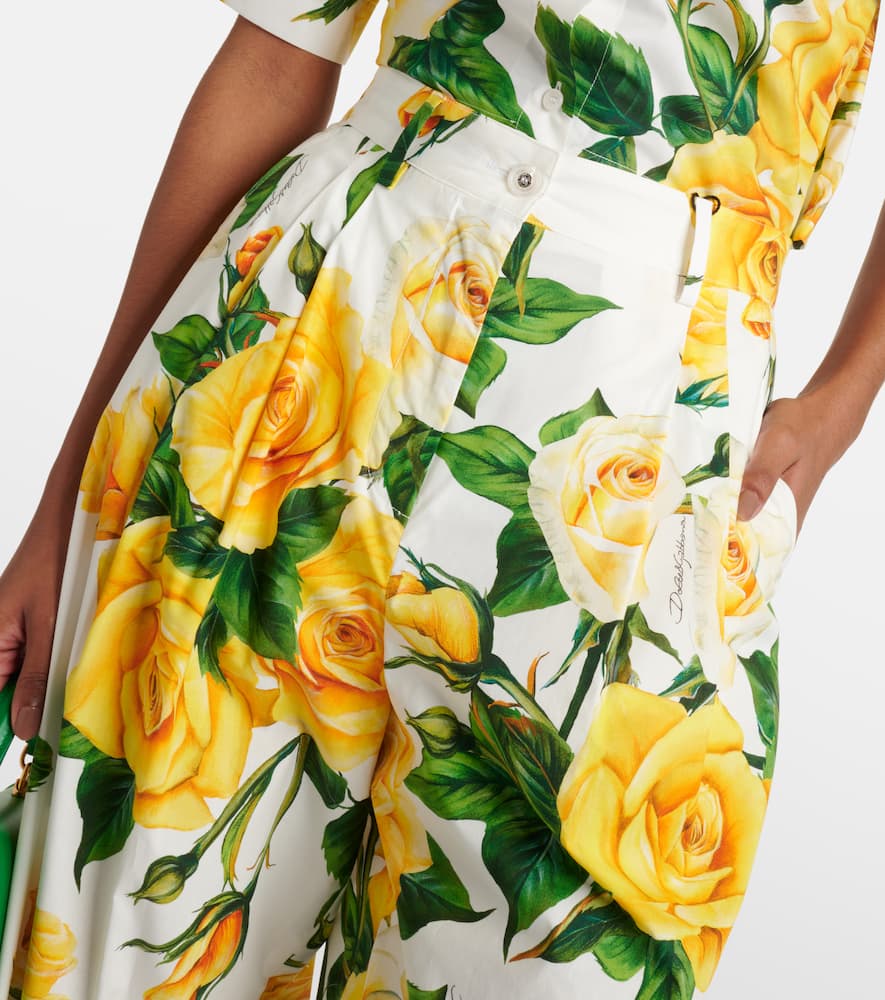 Floral high-rise cotton cropped pants